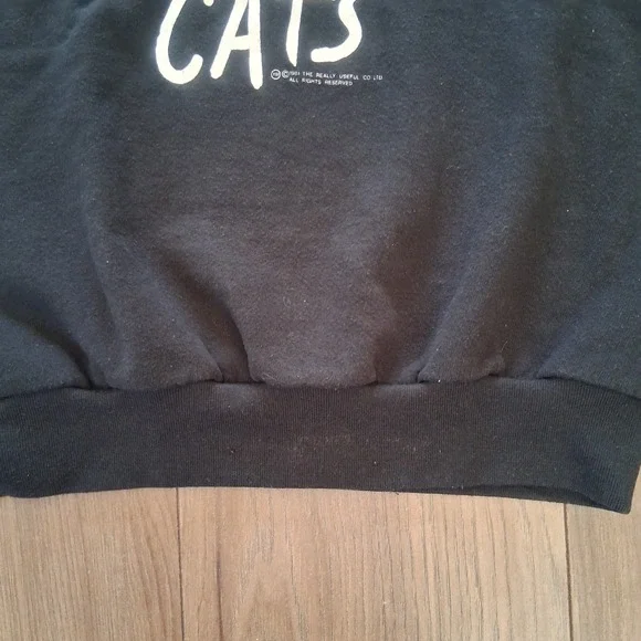 VINTAGE Cats Musical Sweatshirt Adult XL‎ Black Green Eyes 1981 Broadway Unisex - Picture 6 of 13